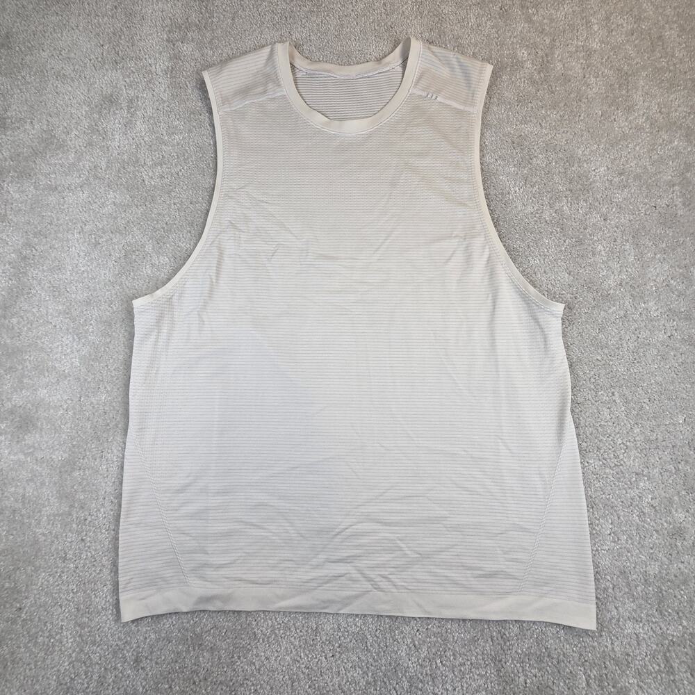 Lululemon Mens Tank Top XL Off White Stretch Lightweight Gym Athletic Muscle Fit
